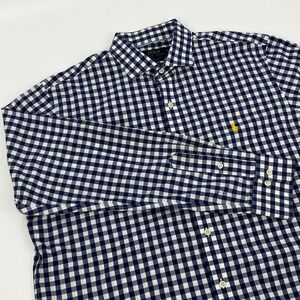 Polo Ralph Lauren Shirt Men's Large Blue White Gingham Check Button Up Preppy